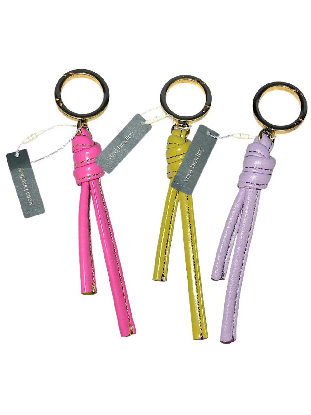 Vera Bradley Every Day Bag Charm Tassel Patent Faux Leather Ibis Olive Lavender